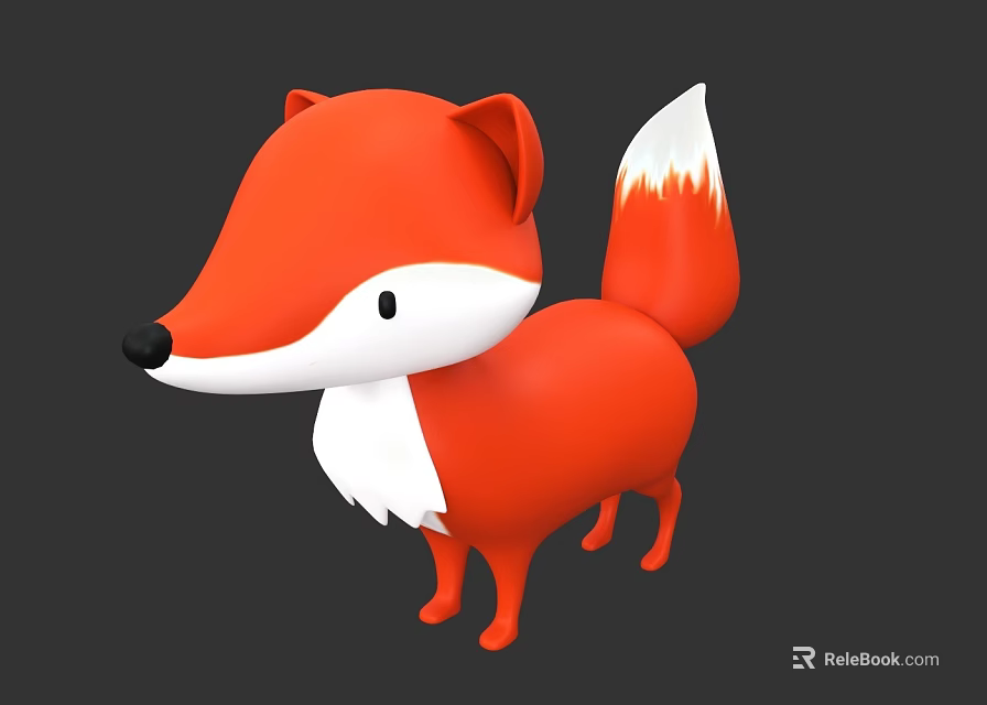 Orange And White Reptile 3D Model Standing On Gray Background 3d model