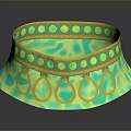 Green Decorative Bracelet with Teardrop Shaped Gems and Golden Border and Intricate Patterned Design