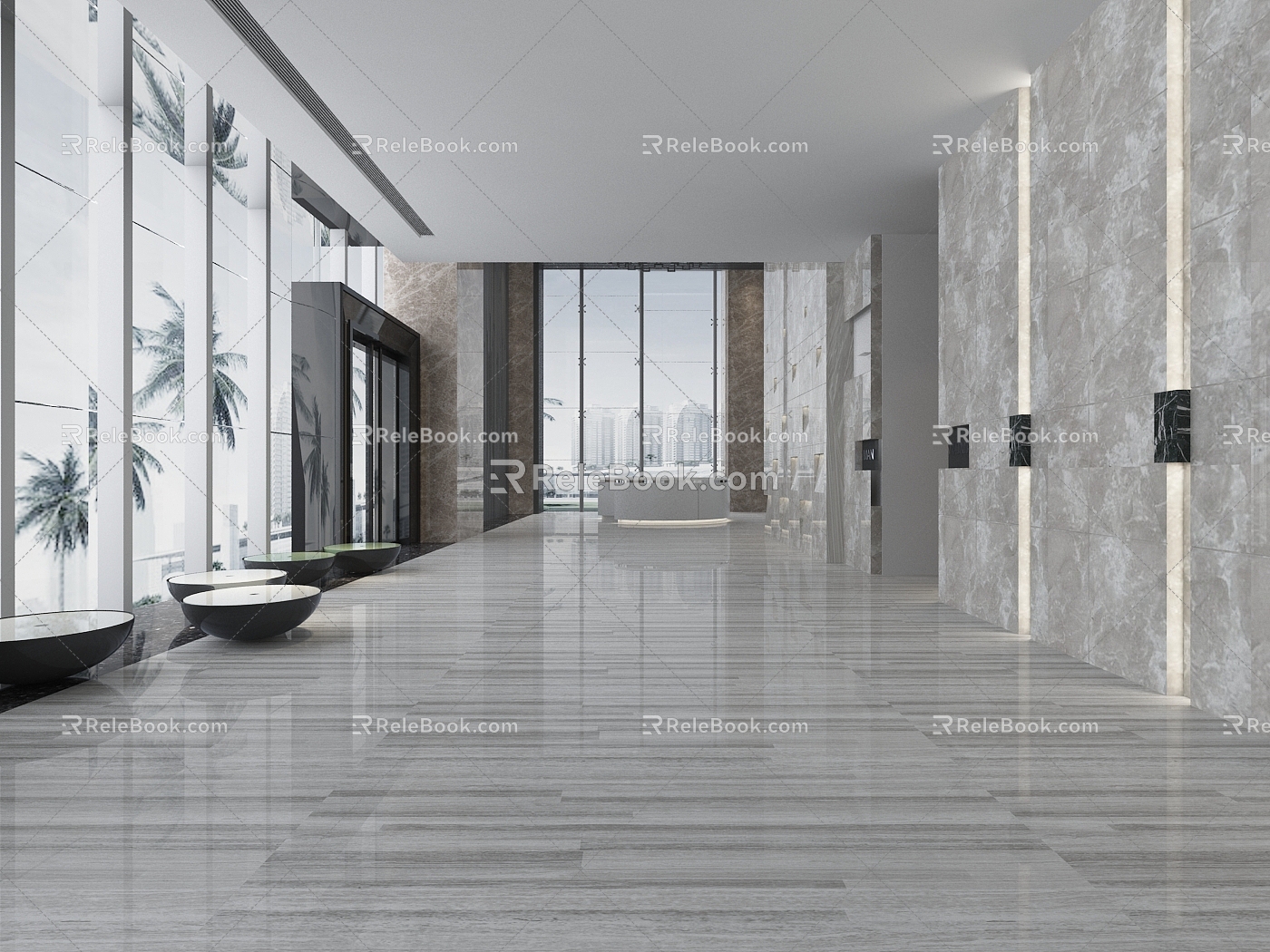 Modern Hall Office Building Entrance Hall 3d model