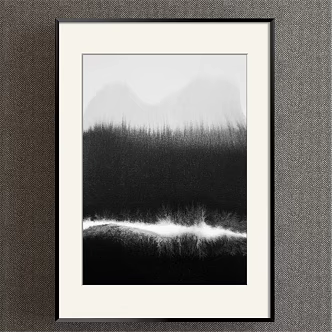 Modern abstract painting simple black and white bedroom abstract decorative painting 3d model