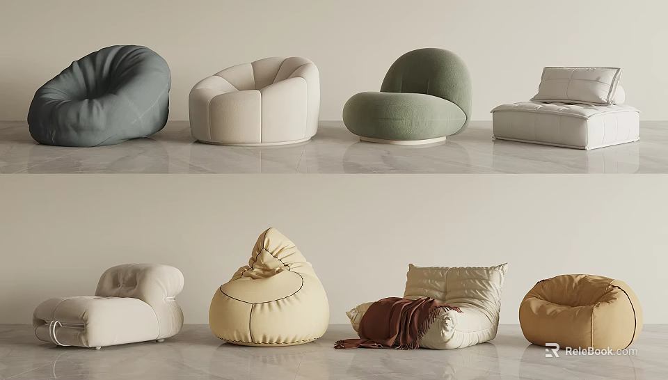 Various Colors and Designs of Comfortable Single Seater Sofas for Modern Interior Decor 3d model 