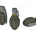 Military Hand Grenades with Metal Casings and Safety Pins on White Surface