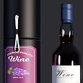 Luxury Wine Bottle And Glasses With Decorative Colored Boxes On Wooden Table
