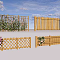 Various Wooden Fence Designs With Lattice Vertical Slats And Decorative Greenery