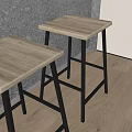Light Wood Top Bar Stools With Black Metal Legs Against Gray Wall And Wooden Floor