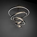 Modern Abstract Spiral Ring Pendant Light With Metallic Finish And LED Glow
