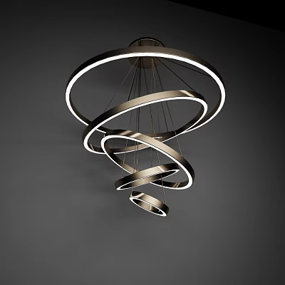Modern Abstract Spiral Ring Pendant Light With Metallic Finish And LED Glow 3d model