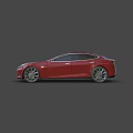 Red Tesla Electric Sedan Featuring Modern Sleek Exterior And Luxury Design
