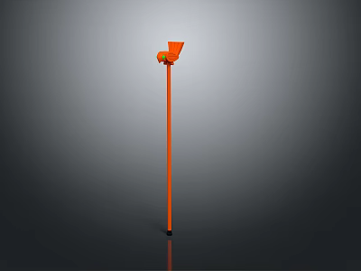 Orange Modern Floor Lamp With Tall Pole And Decorative Top Structure 3d model