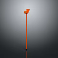 Orange Modern Floor Lamp With Tall Pole And Decorative Top Structure