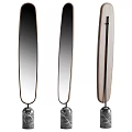 Three Modern Slender Vertical Mirrors With Wooden Frame And Decorative Base Balls