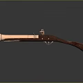 Vintage Copper Weapon With Flared Muzzle Polished Surface Wooden Stock And Metal Parts