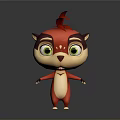 Cute 3D Animated Cartoon Character With Red Fur Big Yellow Eyes And White Belly
