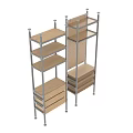 Practical Metal Frame Storage Shelf with Wooden Shelves Drawers and Pegboard Panel