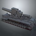 Military Tank With Large Cannon Track System And Multiple Road Wheels
