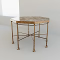 Hexagonal Coffee Table With Gold Metal Legs And Elegant Marble Tabletop Design 3d model