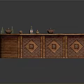 Wooden Home Living Counter With Decorative Diamond Patterns And Curved Design