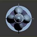 Blue Detailed 3D Rendered Space Rocket Model With Boosters And Base