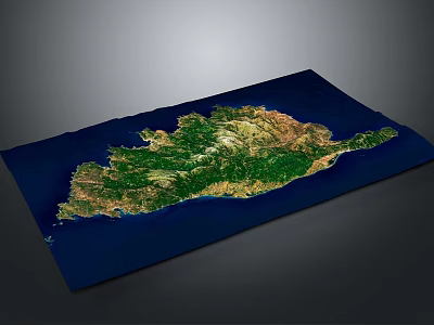 Scenic Island Landscape With Lush Green Vegetation And Blue Ocean Surroundings 3d model