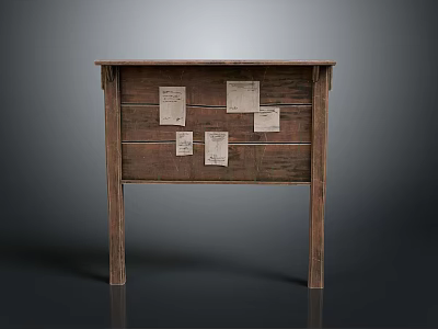 Wooden Storage Cabinet With Legs Featuring Attached Notes And Simple Design 3d model
