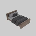 Modern Single Bed With Upholstered Headboard Beige Frame Soft Pillows And Gray Blanket
