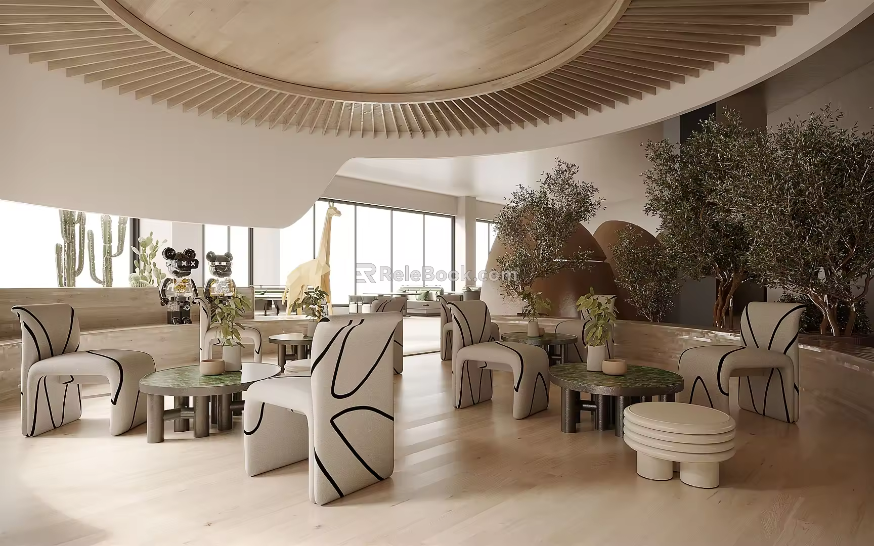 Modern leisure area just talk about leisure children's table and chair combination 3d model