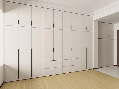 Modern White Built in Wardrobe With Multiple Doors And Drawers In Room 3d model
