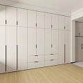 Modern White Built in Wardrobe With Multiple Doors And Drawers In Room