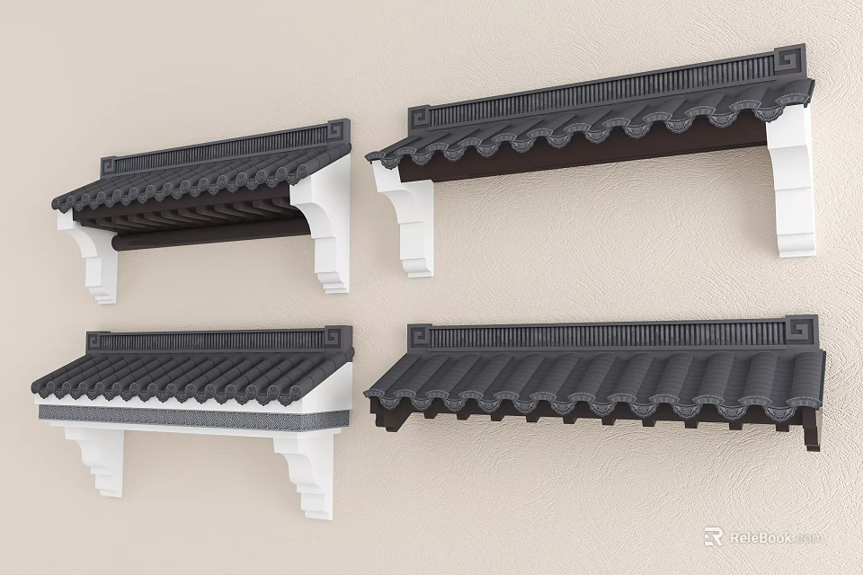 Ancient Chinese Architecture Roof Design With Classic Tiles And Decorative Brackets 3d model 