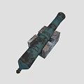 Rusted Old Cannon With Green Black Rust On Barrel And Brick Base