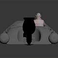 Gray Inflatable Boat Model With Pink Figure Black Motor And Seats