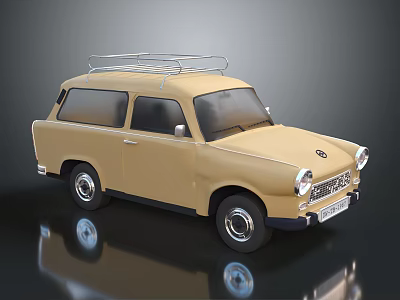 Vintage Beige Station Wagon With Roof Rack Classic Retro Exterior Design 3d model