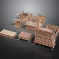 Traditional Chinese Architecture Wooden Model Components With Roof And Frame Structures