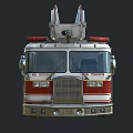 Red and White Fire Truck with Extended Ladder for Emergency Rescue Operations