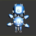 Blue Spider Shaped Robot Featuring Mechanical Legs Red Lights And Shiny Metallic Design