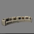Curved White Sectional Sofa with Mixed Pillows and Round Coffee Tables in Modern Living Room