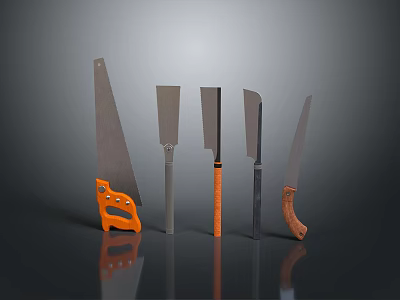 Kitchen Knife Set With Various Blade Types And Colorful Handles For Home Use 3d model