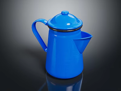Stylish Blue Electric Kettle With Lid Handle And Modern Design For Daily Household Use 3d model