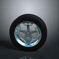 Sturdy Black Rubber Tire With Shiny Metallic Silver Car Wheel Rim And Modern Spoke Design