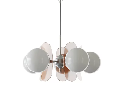 Modern Design Chandelier With White Globes And Pink Blades For Interior Decor 3d model
