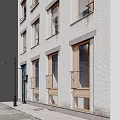 Modern Multi Storey Residential Building With White Facade Windows Balcony Railings And Curtains