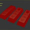 Three Shiny Golden Gold Bars Displayed On Dark Background With Inscriptions