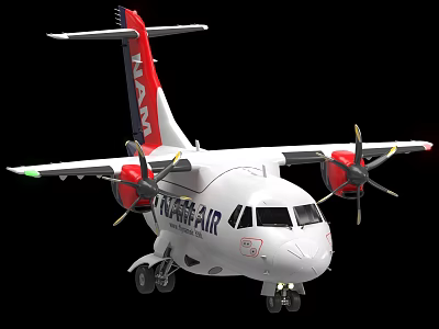 VANDAIR Passenger Aircraft With Red Propellers Tail Design White Body Front View 3d model