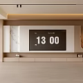 Modern Living Room Interior With Warm Lighting Marble TV Wall And Decorative Elements