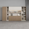 Modern Wooden Bookcase With Open And Closed Storage Compartments Decorative Items Books And Sculpture