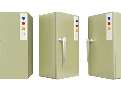 Green Industrial Equipment Enclosure Cabinets With Control Panel And Colored Buttons 3d model