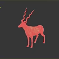 Golden Deer Figurine With White Curved Antlers On Black Surface And Reflection