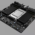 Modern Computer Motherboard With CPU Socket Heat Sinks And Expansion Slots 3d model