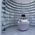 Modern Bookshelf Curved Bookshelf 3d model