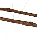 Natural Stone Wood Branches With Rough Texture And Organic Shape 3d model
